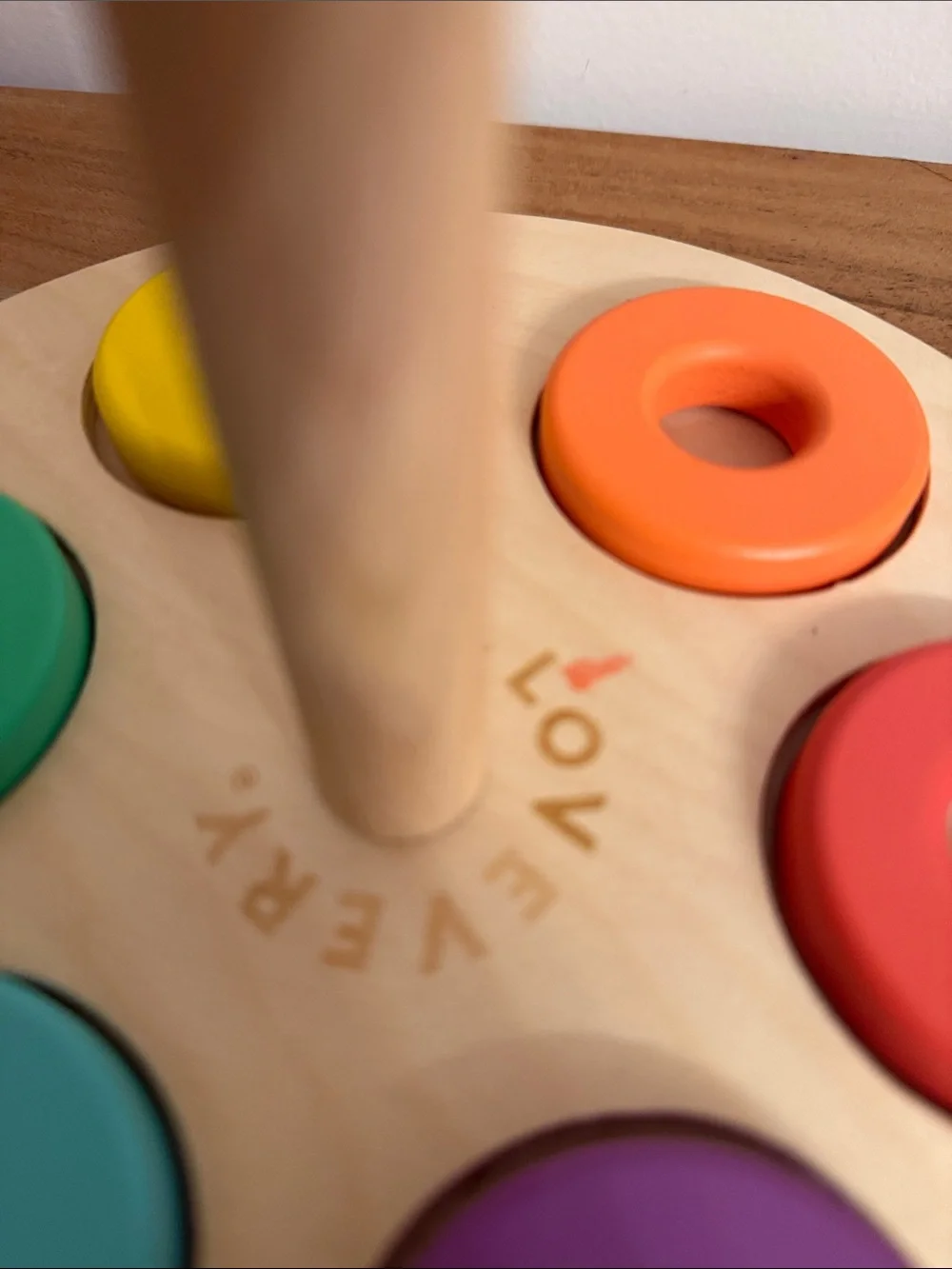 Lovevery flexible wooden stacker complete with 12 rings from babbler kit